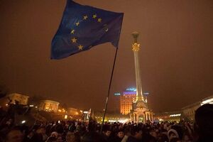 Украина стремится в ЕС десятки лет. На фото – 22 ноября 2014 года в Киеве, начало Евромайдана
