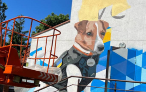 Патрону посвящают картины не только в интернете, но и на стенах городов