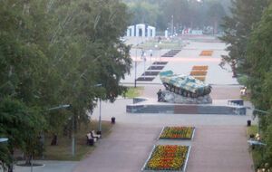 Памятник посвящен участникам войн в Афганистане и Чечне