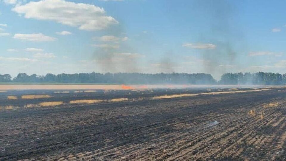Унаслідок ворожого обстрілу за межами Великої Костромки зайнялося поле пшениці, зазначив голова Дніпропетровської облради