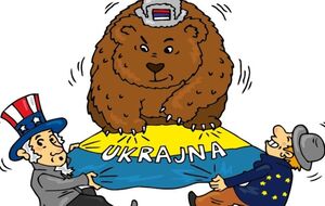 Таку ілюстрацію розмістили в угорському підручнику з географії для 8 класу. Автори підручника запитали дітей: "Кому має належати Україна?"