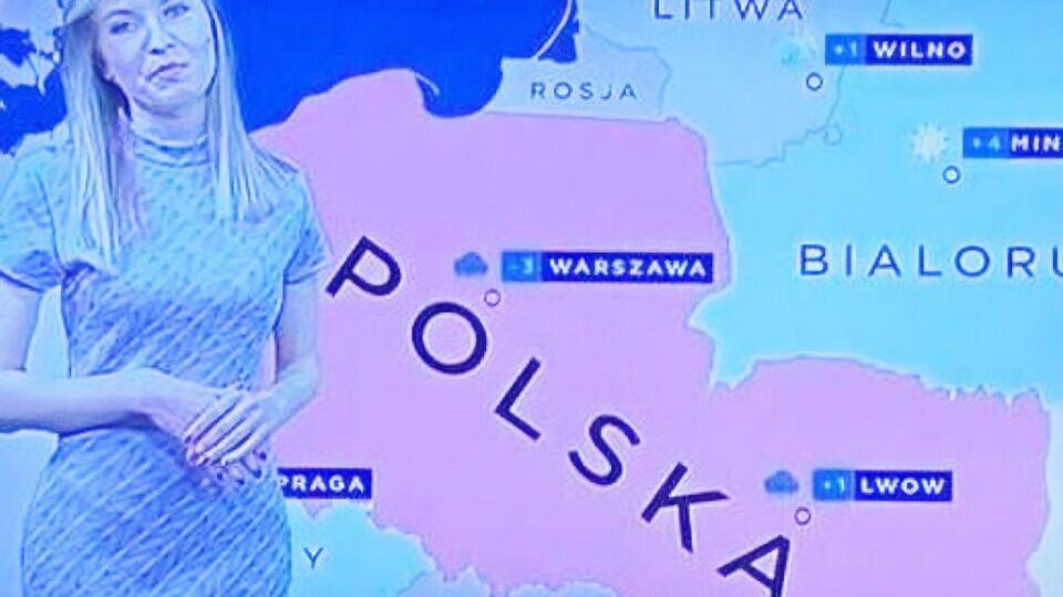 Російські пропагандисти вкинули у соцмережі фейковий кадр із польського прогнозу погоди, де до складу Польщі "входить" Західна Україна