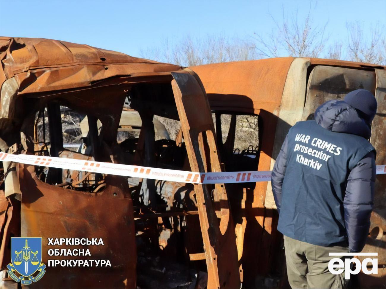 В обстрелянном автобусе сгорели заживо девять человек