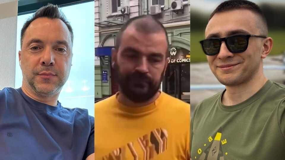 Арестович (зліва) і Стерненко (справа) влаштували суперечку через скандального водія таксі (по центру)