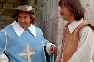 Кустов исполнил роль одного из мушкетеров (на скриншоте он слева)