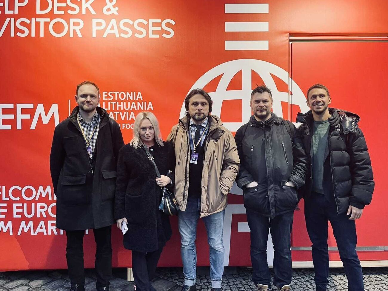 Макухин, Афельт, Кохан, Громов и Каменский во время показа первого трейлера украинского киноальманаха на Берлинале