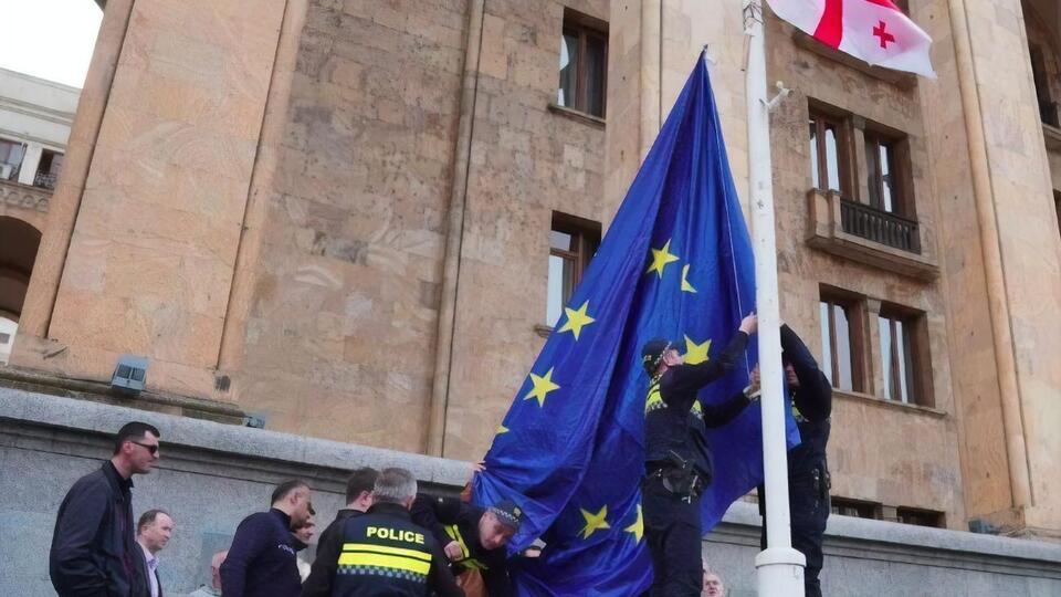 В парламенте Грузии осудили действия людей, надругавшихся над флагом ЕС