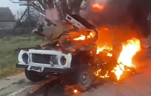 Неподалік Олешків вибухнула "Нива", у якій їхала сім'я "командира взводу ППС"