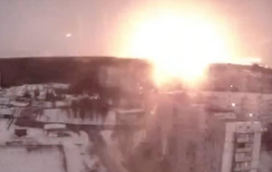 Момент бомбардировки харьковской телевышки в марте 2022 года попал на видео