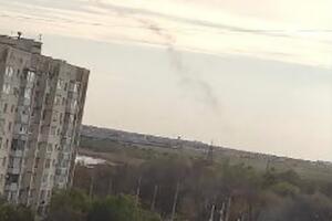 След от, вероятно, российской ракеты ПВО в районе Евпатории