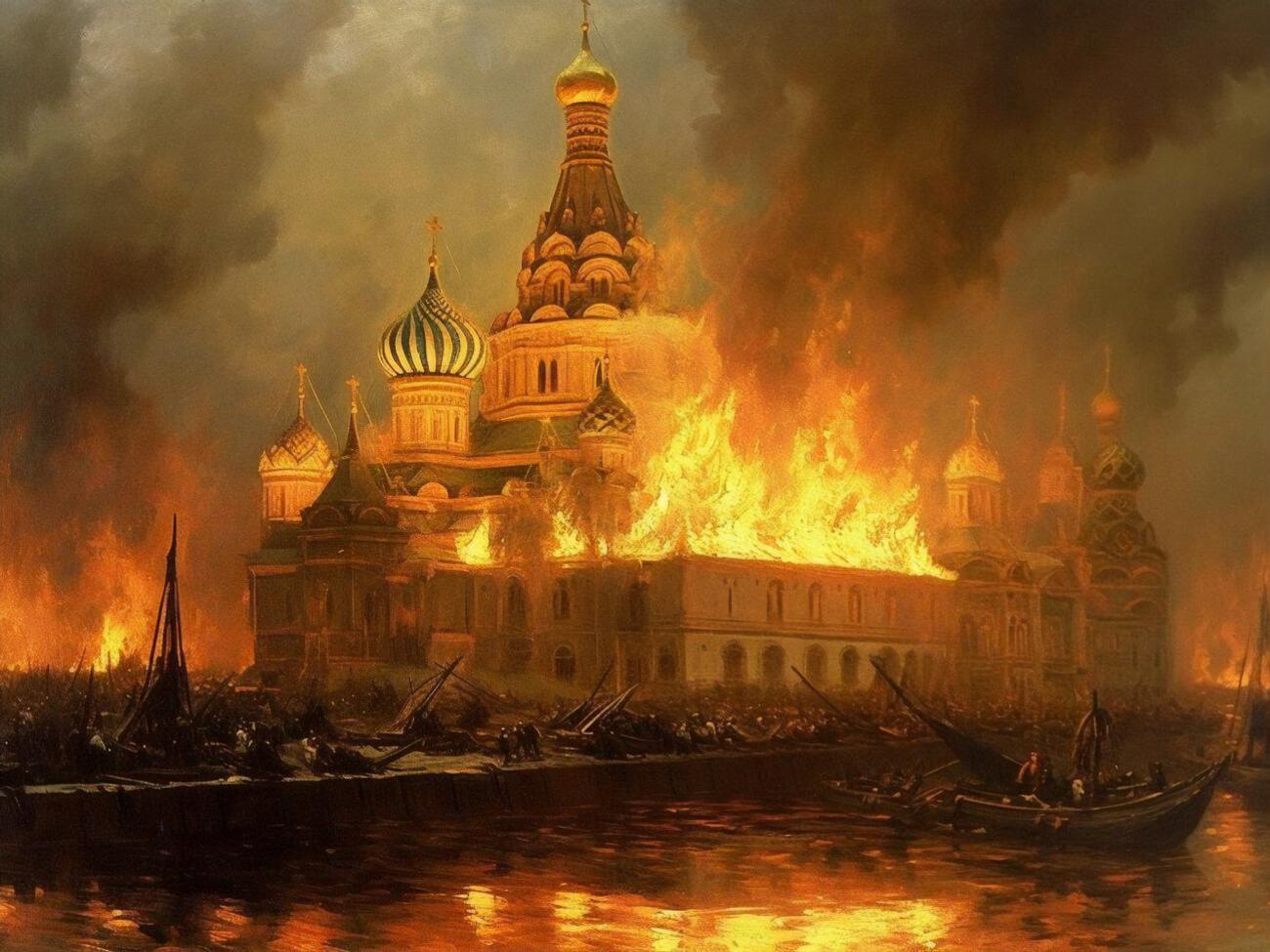 Пылающий Кремль на картине Репина выглядел бы вот так по мнению искусственного интеллекта