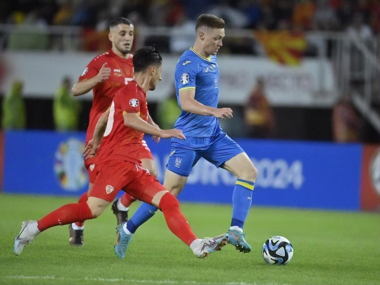 Цыганков забил победный гол Украины в матче отбора Евро 2024 против Северной Македонии