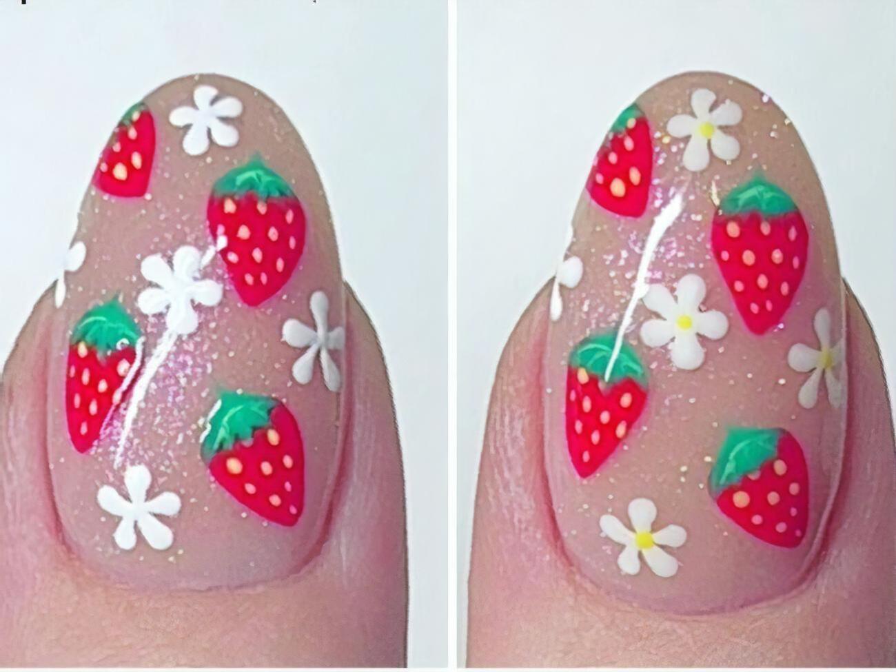 Мастер сочетала в одном дизайне изображение ягод и цветов