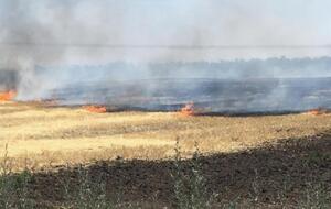 В Херсонской области в результате российского обстрела возник пожар на поле с пшеницей