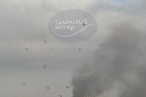 СМИ сообщали утром 19 июля, что на Старокрымском полигоне в Кировском районе под Феодосией горит склад боеприпасов