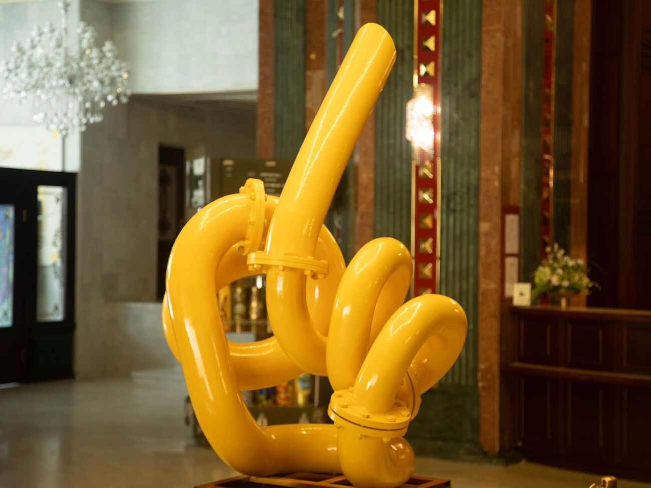 The work was made by an artist in Dnipro from a real gas pipe