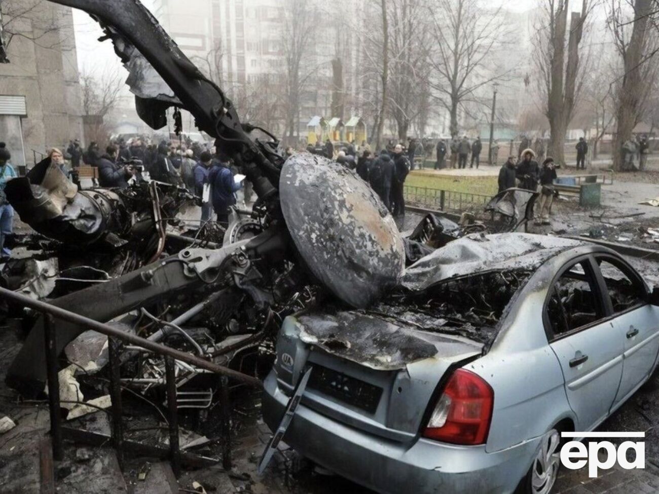 Вертолет с руководством МВД рухнул возле детсада в Броварах 18 января