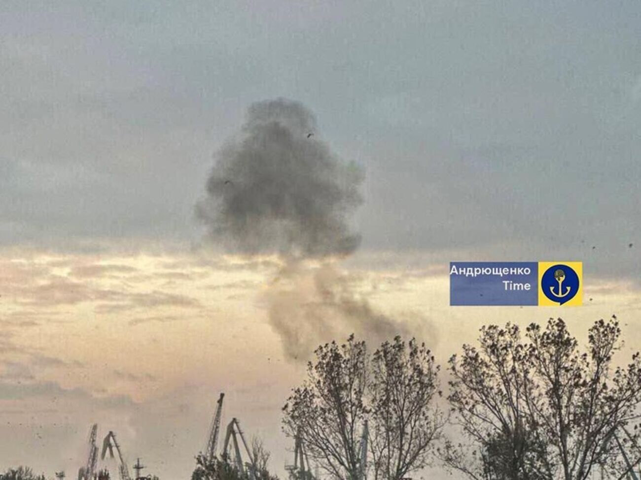 Дим від пожежі в тимчасово окупованому Бердянську