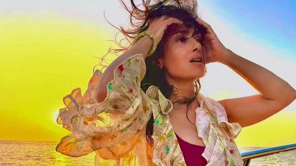 Хайек сняла ролик в Нью-Йорке