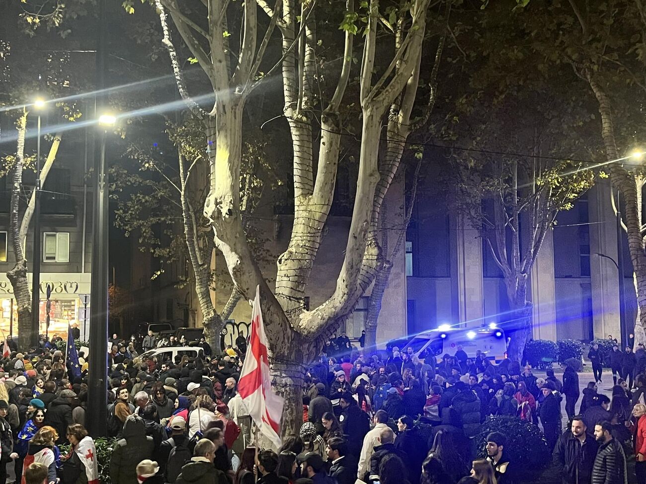 Увечері 15 листопада на нічний протест зібралися студенти Тбіліського державного університету імені Джавахішвілі