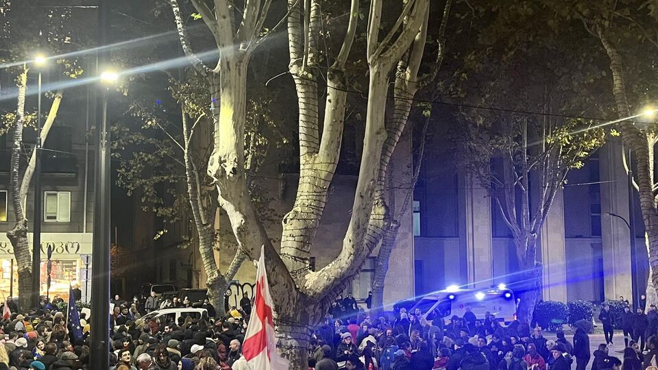 Вечером 15 ноября на ночной протест собрались студенты Тбилисского государственного университета (ТГУ) им. Джавахишвили