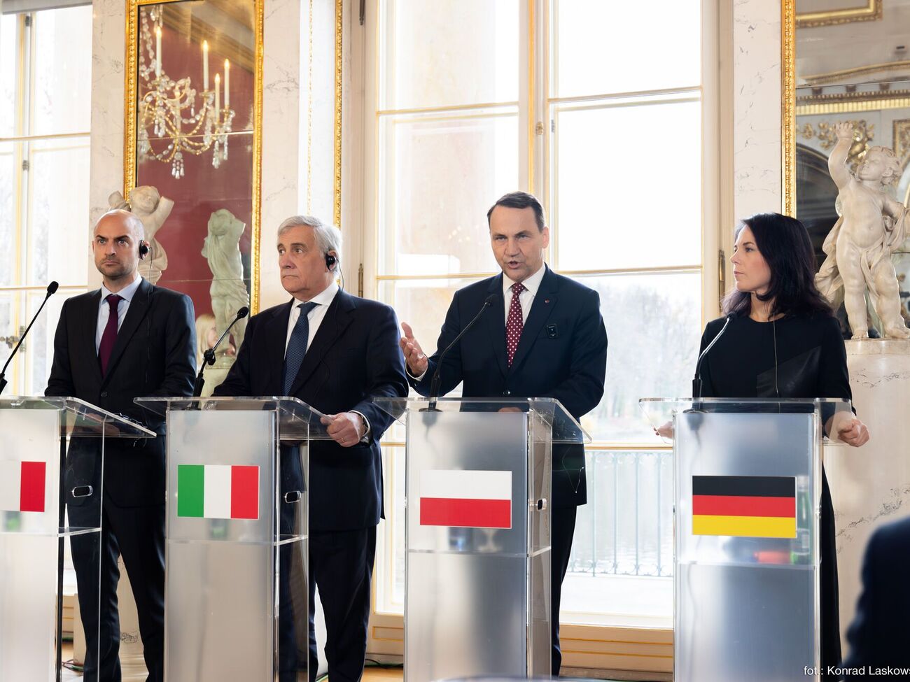 Главы МИД Франции, Италии, Польши и Германии на встрече в Варшаве