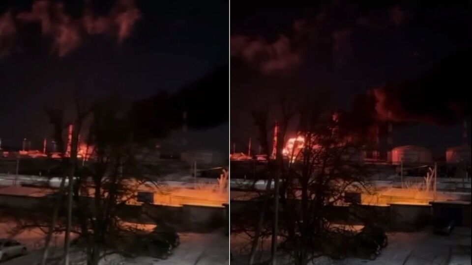 За повідомленням очевидців, на нафтобазі горить щонайменше один резервуар