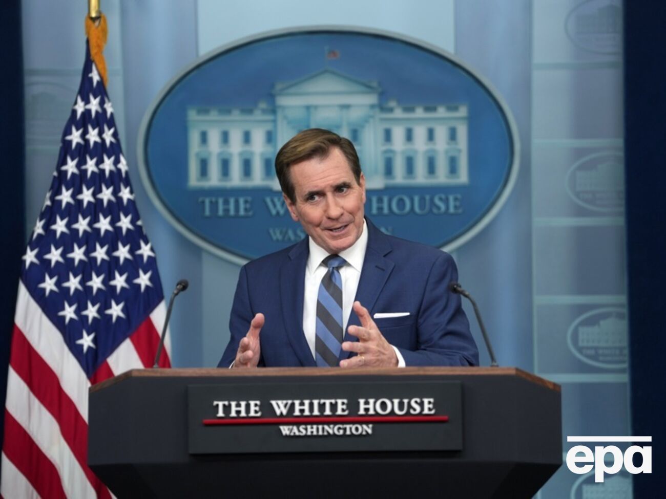 Кірбі наголосив, що підтримка від ЄС не призначена для допомоги Україні у сфері безпеки