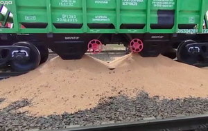 Протестувальники висипали приблизно 4 т зерна із двох вагонів