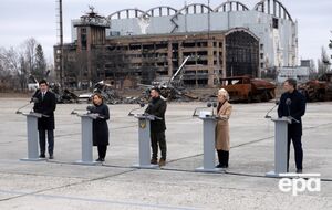 Президент Украины и лидеры Европы приехали в Гостомель