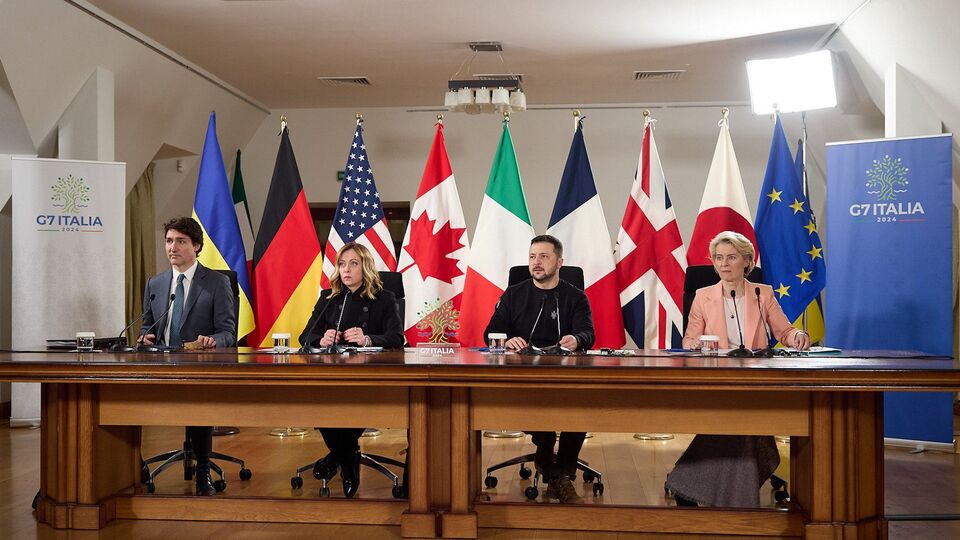Зеленський із Києва звернувся до лідерів G7, перебуваючи в компанії Трюдо, Мелоні та фон дер Ляєн