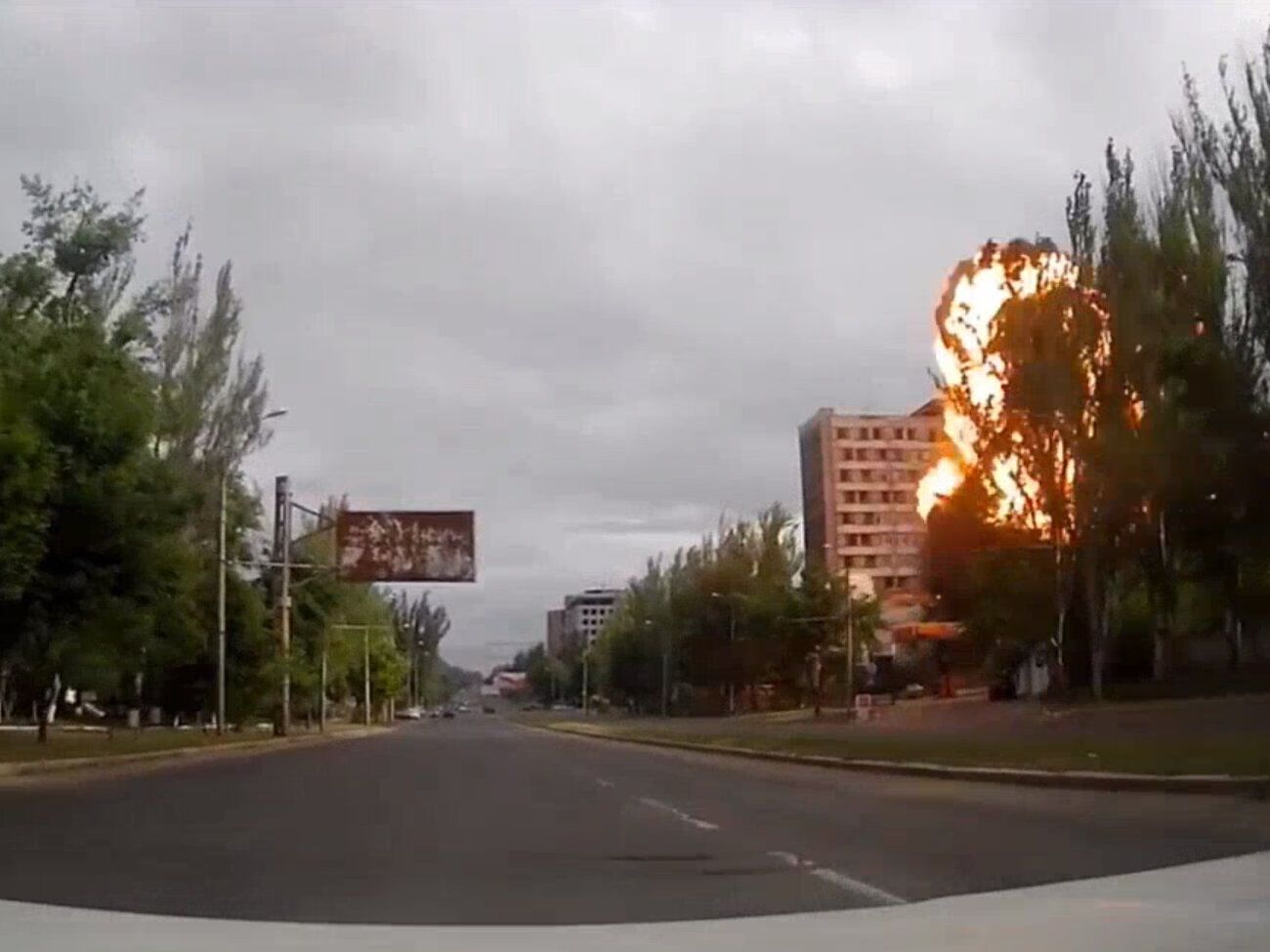 Момент вибуху зняв відеореєстратор в автомобілі