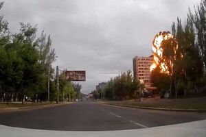 Момент взрыва снял видеорегистратор в автомобиле