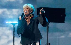 Вайкуле піднялася у взутті на стіл за допомогою стільця, водночас і далі співаючи