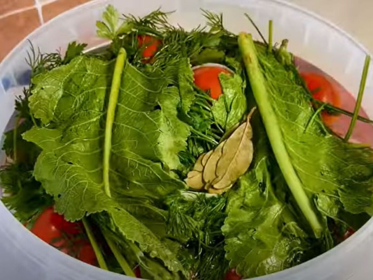 Ведро с помидорами нужно оставить в прохладном месте, чтобы они заквасились