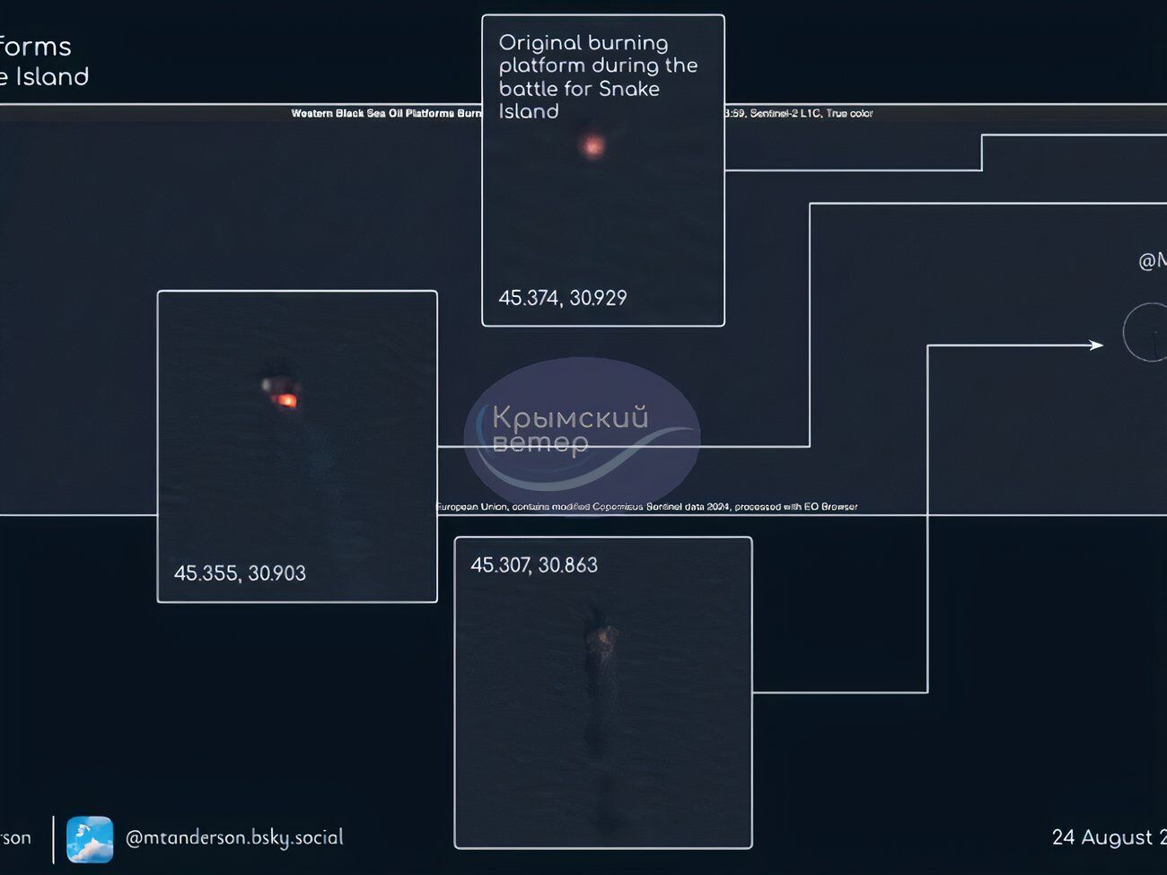 В Черном море загорелись так называемые вышки Бойко – буровые газо- и нефтедобывающие платформы у берегов Крыма