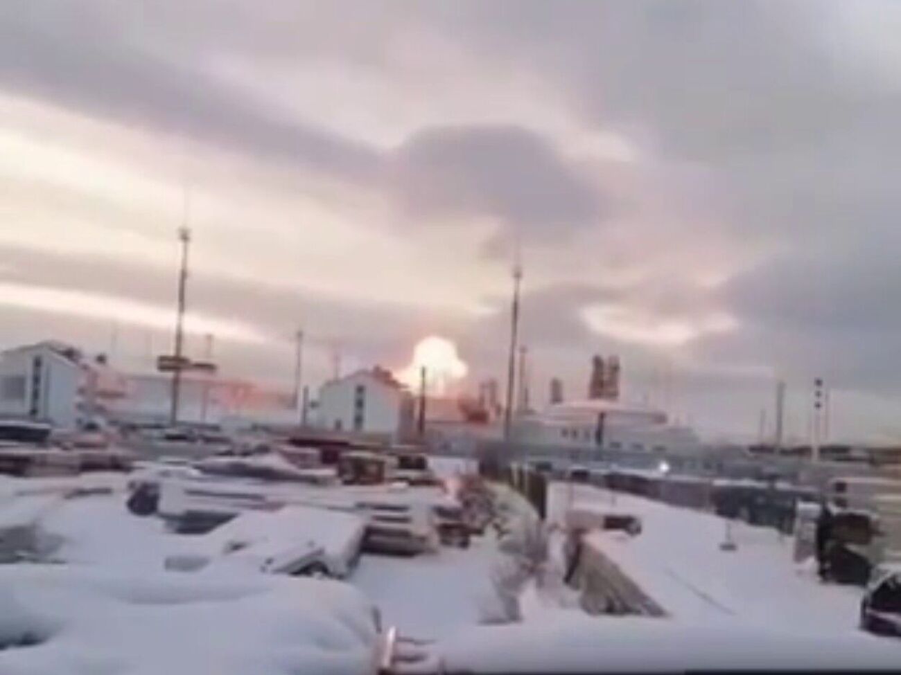 Момент атаки БПЛА на торговый порт Усть-Луга в РФ попал на видео