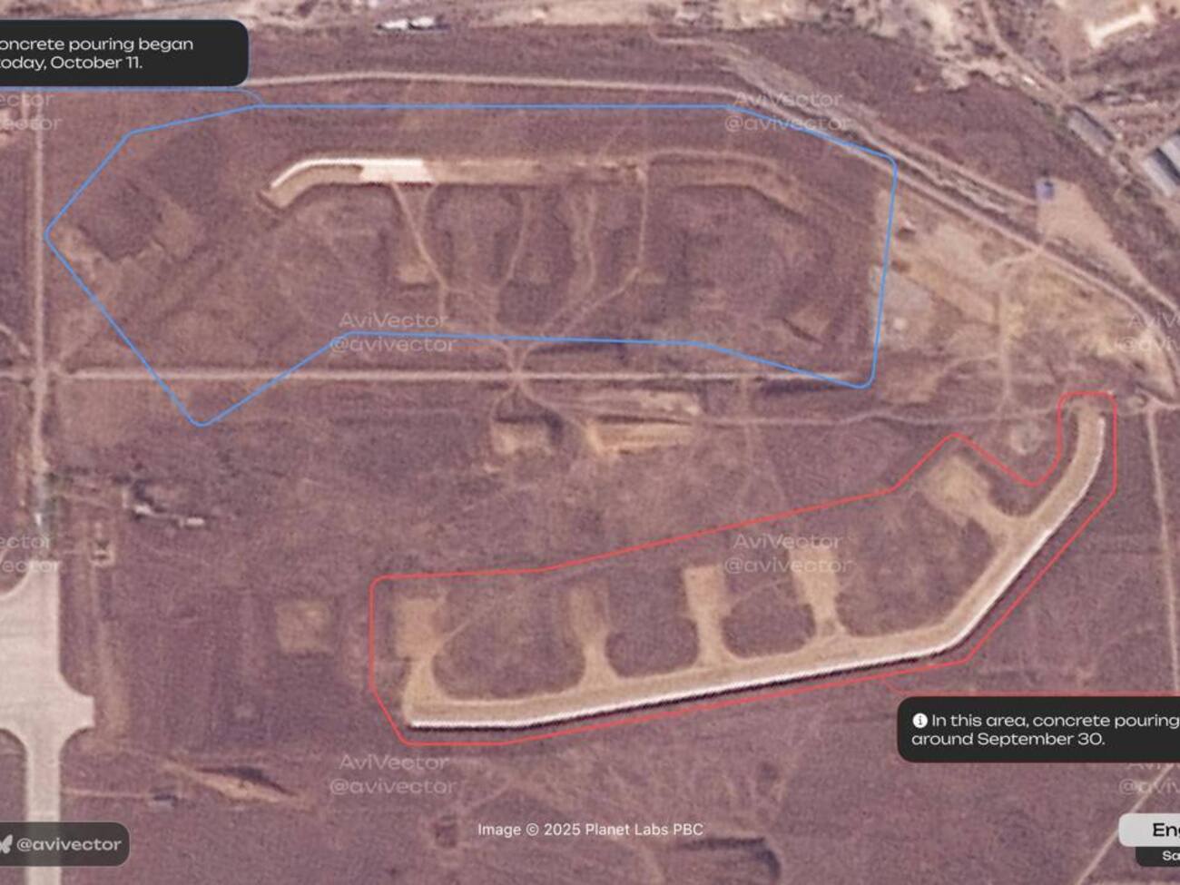 По данным спецподразделения ГУР, на авиабазе готовят 12 новых стоянок для самолетов Ту-95МС, Ту-160, Су-34 и Су-35