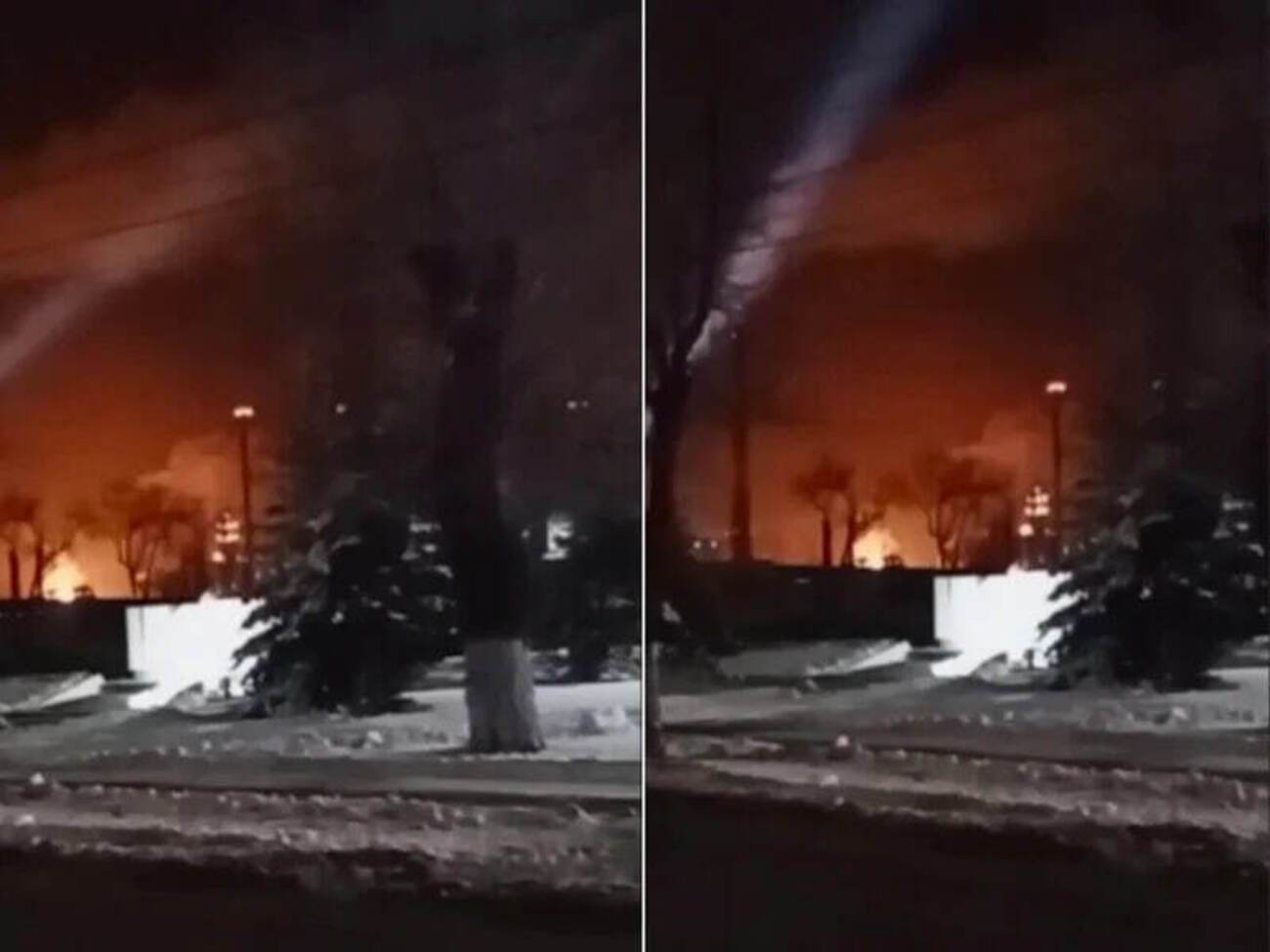 На спутниковом снимке видны следы пожара и повреждения вблизи установки каталитического риформирования