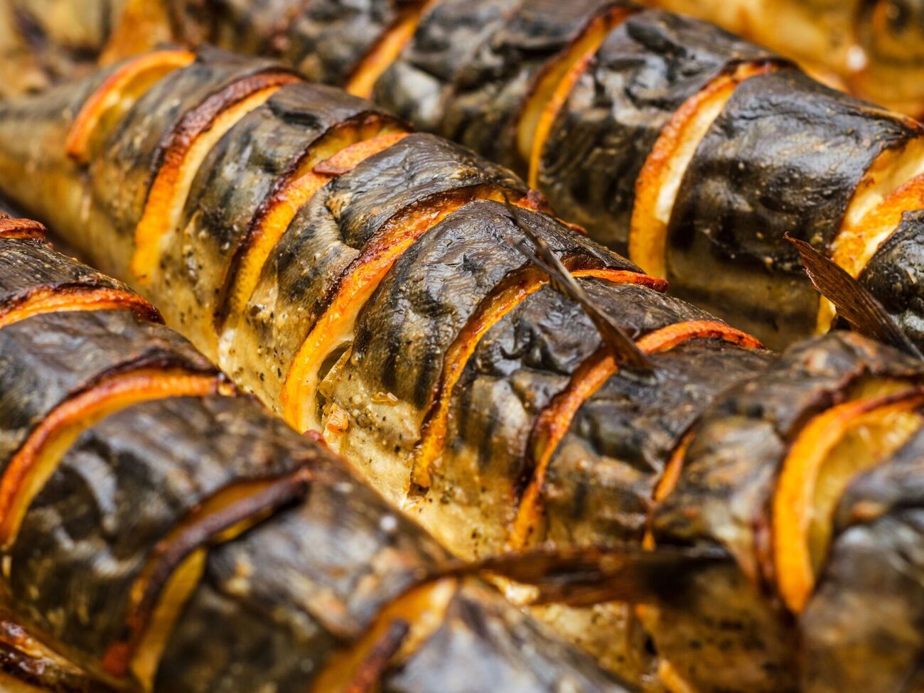 Запеките скумбрию на подушке из овощей