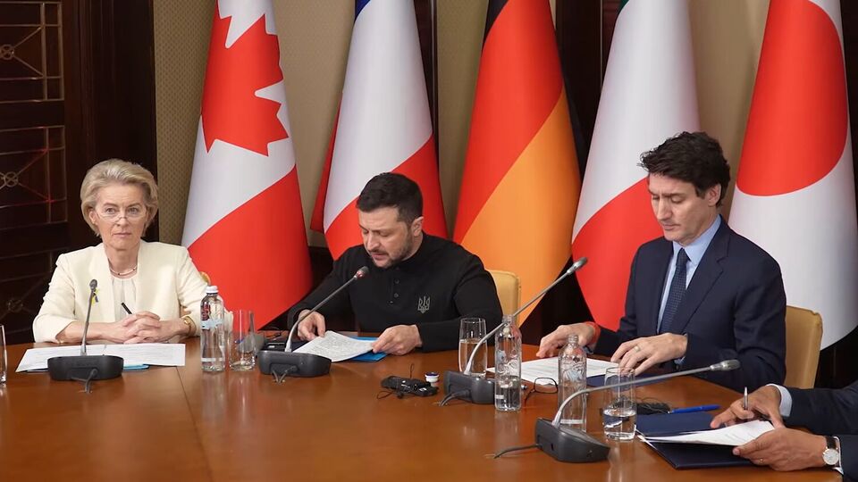 Зеленский, Трюдо, Фон дер Ляйен и Кошта приняли участие в заседании G7 в режиме онлайн из Киева