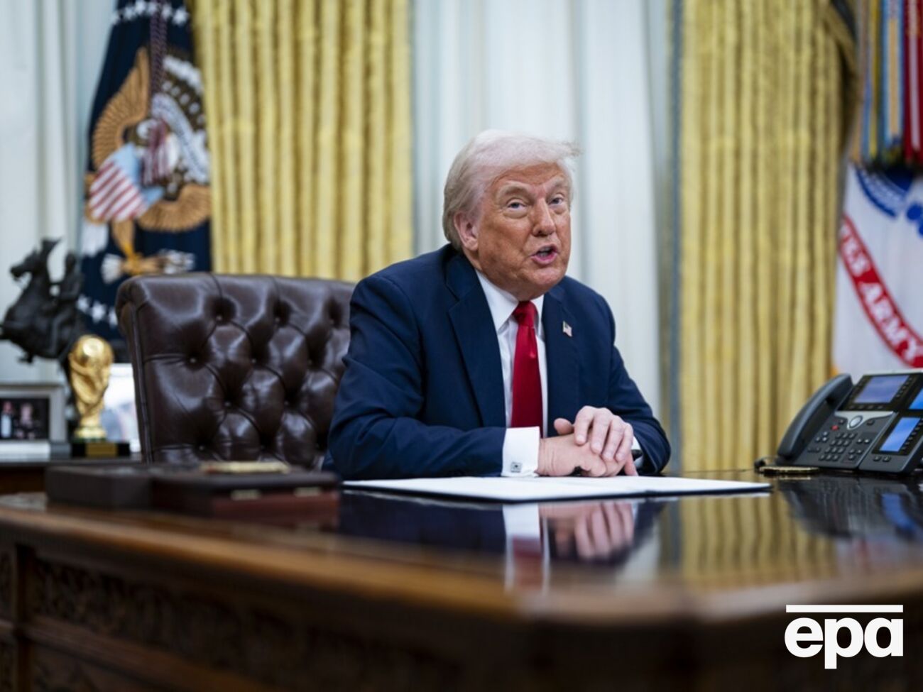 Ливитт подчеркнула, что Трамп (на фото) прилагает невероятные усилия, чтобы достичь мирного соглашения между Россией и Украиной