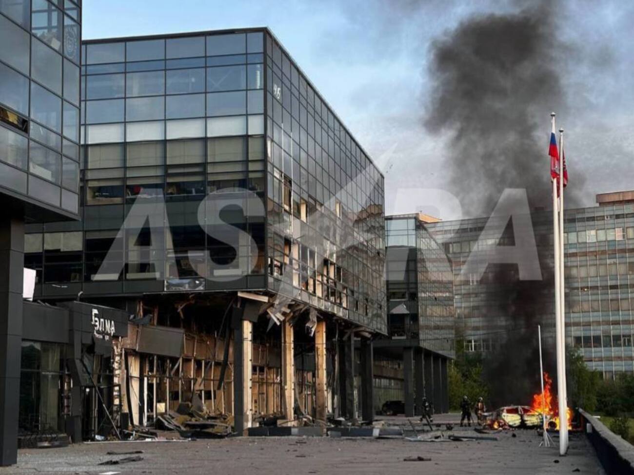 Astra опубликовала фото повреждений возле технопарка "Элма" в Москве