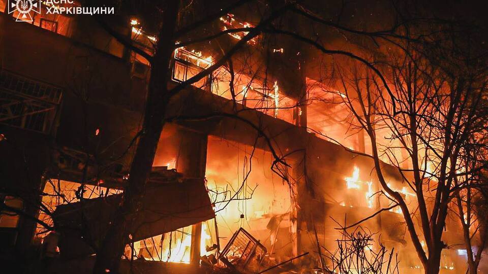 На местах попадания дронов в Харькове произошли пожары