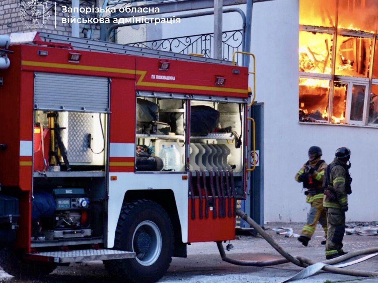 Гуманитарный хаб загорелся после атаки БПЛА