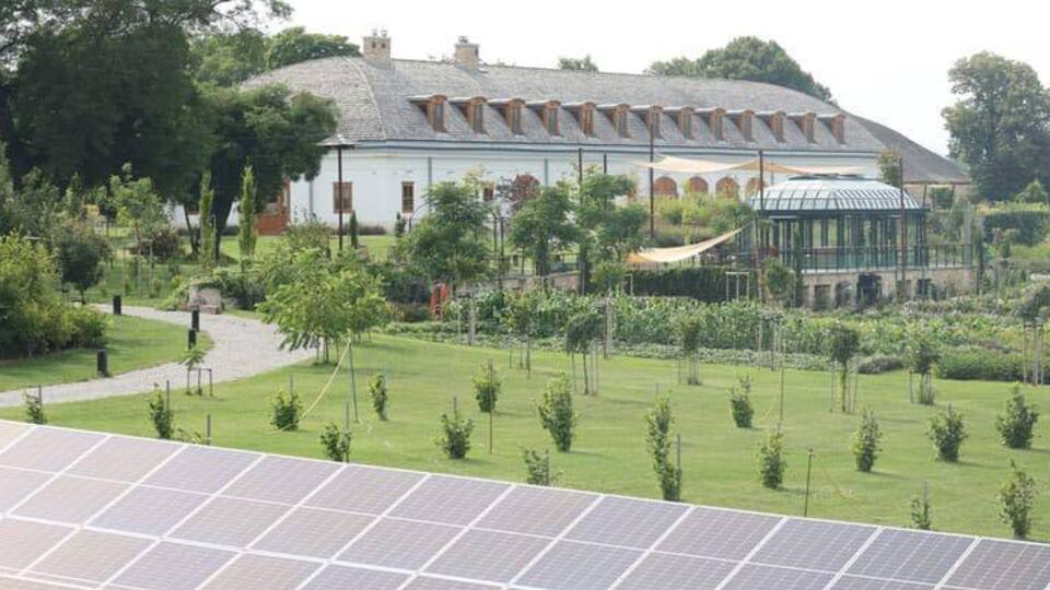 Резиденція містить бібліотеку, пальмовий сад, каплицю, сонячну електростанцію, фонтани