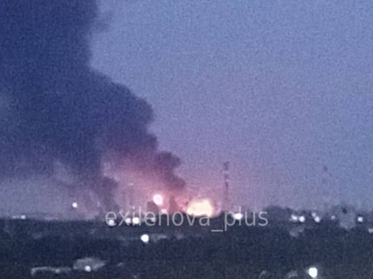 Пожар в районе Рязанского НПЗ в ночь на 2 августа после атаки беспилотников