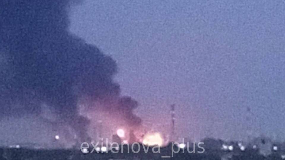 Пожар в районе Рязанского НПЗ в ночь на 2 августа после атаки беспилотников