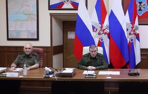 Карта на стіні в кабінеті Герасимова, імовірно, демонструє російські воєнні цілі в Україні