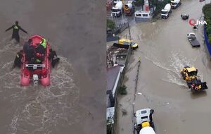 Масштабное наводнение в Стамбуле. Люди спасались на крыше автобуса, есть погибшие. Видео